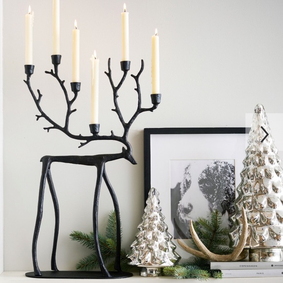 Pottery Barn Bronze Stag Sculpted Reindeer Centerpiece Candleholder New 🦌